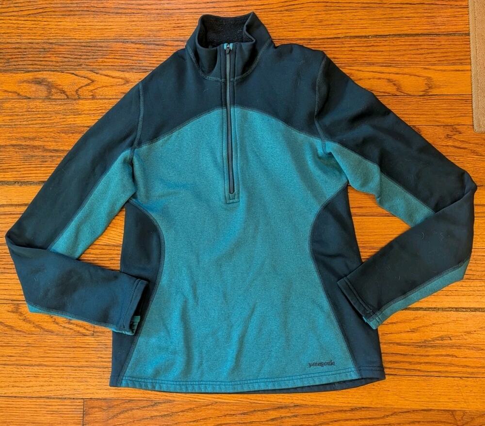 Patagonia half-zip long-sleeve pullover Sweatshirt Thumbholes Women's Small teal